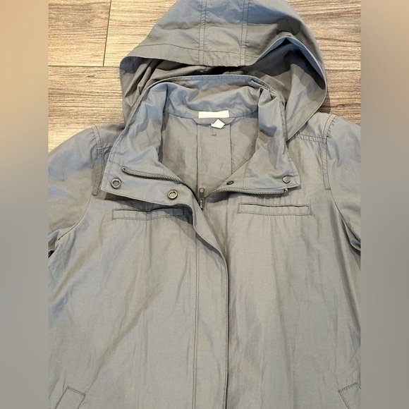 Eileen Fisher Hidden Hood Gray Rain Jacket Size Small - Picture 4 of 11
